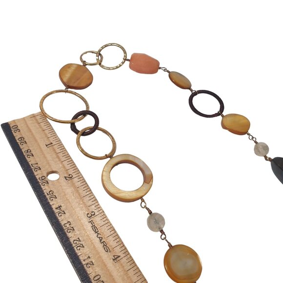 Mother Of Pearl Shell Glass Beaded Women Necklace Jewelry 30 Inch Length Costume - Picture 4 of 5